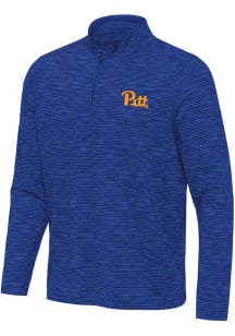 Antigua Pitt Panthers Mens Blue Determined Long Sleeve Qtr Zip Pullover