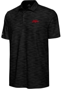 Antigua Arkansas Razorbacks Mens Black Swell Short Sleeve Polo
