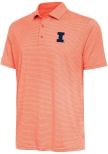 Antigua Illinois Fighting Illini Mens Orange Scheme Short Sleeve Polo