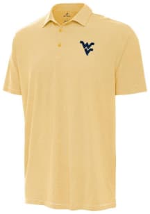 Antigua West Virginia Mountaineers Mens Yellow Twine Short Sleeve Polo