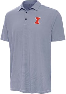Antigua Illinois Fighting Illini Mens Navy Blue Twine Short Sleeve Polo