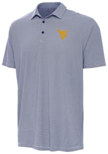 Antigua West Virginia Mountaineers Mens Navy Blue Twine Short Sleeve Polo