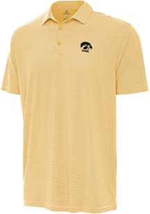 Antigua Iowa Hawkeyes Mens Yellow Twine Short Sleeve Polo