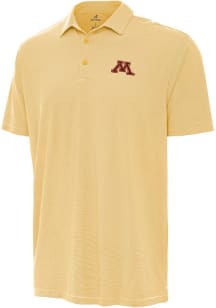Antigua Minnesota Golden Gophers Mens Yellow Twine Short Sleeve Polo