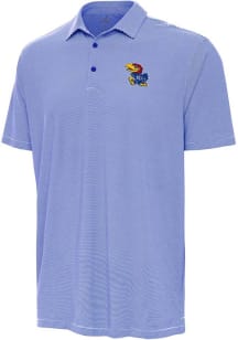 Antigua Kansas Jayhawks Mens Blue Twine Short Sleeve Polo