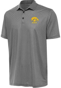 Antigua Iowa Hawkeyes Mens Black Rings Short Sleeve Polo