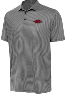 Antigua Arkansas Razorbacks Mens Black Rings Short Sleeve Polo