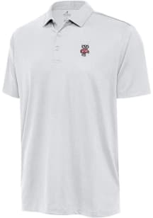 Antigua Wisconsin Badgers Mens White Ellipse Short Sleeve Polo