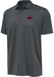 Antigua Arkansas Razorbacks Mens Charcoal Ellipse Short Sleeve Polo
