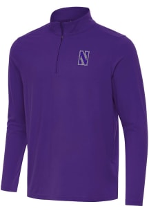 Antigua Northwestern Wildcats Mens Purple Intent Long Sleeve Qtr Zip Pullover