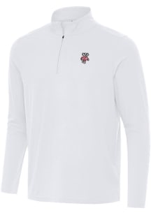 Antigua Wisconsin Badgers Mens White Intent Long Sleeve Qtr Zip Pullover