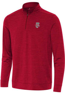 Antigua Wisconsin Badgers Mens Red Bright Long Sleeve Qtr Zip Pullover