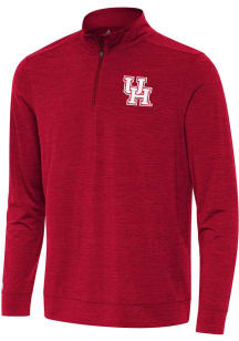 Antigua Houston Cougars Mens Red Bright Long Sleeve Qtr Zip Pullover