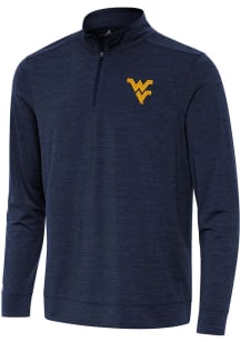 Antigua West Virginia Mountaineers Mens Navy Blue Bright Long Sleeve Qtr Zip Pullover