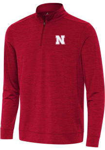 Antigua Nebraska Cornhuskers Mens Red Bright Long Sleeve Qtr Zip Pullover