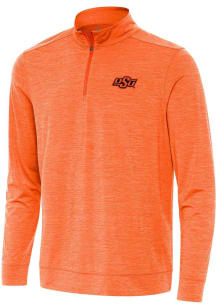 Antigua Oklahoma State Cowboys Mens Orange Bright Long Sleeve Qtr Zip Pullover