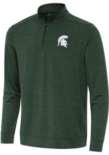 Antigua Michigan State Spartans Mens Green Bright Long Sleeve Qtr Zip Pullover