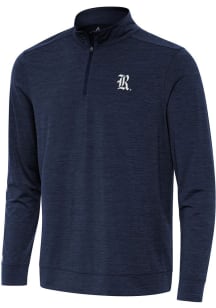Antigua Rice Owls Mens Navy Blue Bright Long Sleeve Qtr Zip Pullover