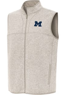Antigua Michigan Wolverines Mens Oatmeal Fortune Sleeveless Jacket