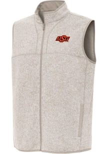 Antigua Oklahoma State Cowboys Mens Oatmeal Fortune Sleeveless Jacket