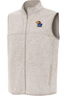Antigua Kansas Jayhawks Mens Oatmeal Fortune Sleeveless Jacket