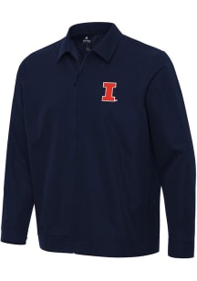Antigua Illinois Fighting Illini Mens Navy Blue Pivot Light Weight Jacket