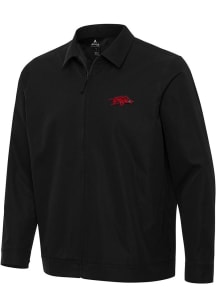 Antigua Arkansas Razorbacks Mens Black Pivot Design Light Weight Jacket