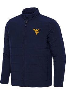 Mens West Virginia Mountaineers Antigua Mens Swelter Heavyweight Jacket - Navy Blue