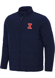 Mens Illinois Fighting Illini Antigua Mens Swelter Heavyweight Jacket - Navy Blue