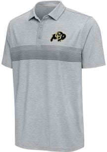 Antigua Colorado Buffaloes Mens Grey Dashing Short Sleeve Polo