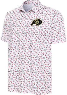 Antigua Colorado Buffaloes Mens White Independence Short Sleeve Polo