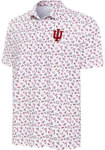 Antigua Indiana Hoosiers Mens White Independence Short Sleeve Polo