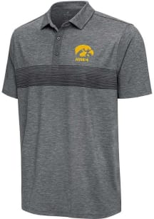 Antigua Iowa Hawkeyes Mens Grey Dashing Short Sleeve Polo