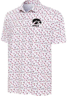 Antigua Iowa Hawkeyes Mens White Independence Short Sleeve Polo