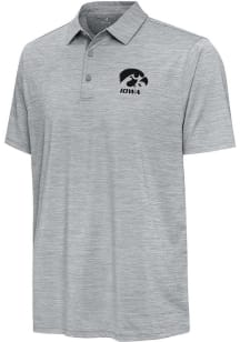 Antigua Iowa Hawkeyes Mens Grey Hidden Blooming Short Sleeve Polo