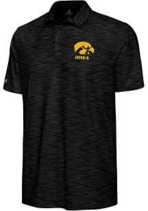 Antigua Iowa Hawkeyes Mens Black Swell Short Sleeve Polo