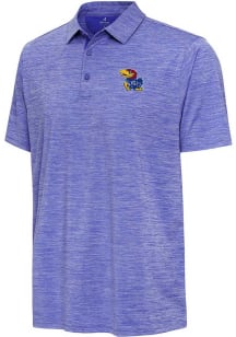 Antigua Kansas Jayhawks Mens Blue Hidden Blooming Short Sleeve Polo