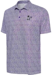 Antigua K-State Wildcats Mens Purple Field Ditsy Short Sleeve Polo