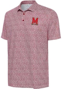 Antigua Maryland Terrapins Mens Red Field Ditsy Short Sleeve Polo
