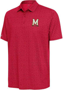 Antigua Maryland Terrapins Mens Red Blooming Short Sleeve Polo