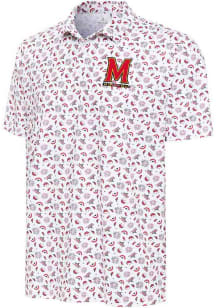 Antigua Maryland Terrapins Mens White Independence Short Sleeve Polo