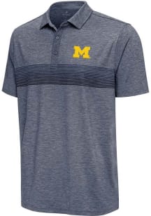 Antigua Michigan Wolverines Mens Blue Dashing Short Sleeve Polo