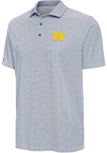 Antigua Michigan Wolverines Mens Blue Pave Short Sleeve Polo