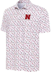 Antigua Nebraska Cornhuskers Mens White Independence Short Sleeve Polo