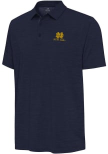Antigua Notre Dame Fighting Irish Mens Navy Blue Hidden Blooming Short Sleeve Polo