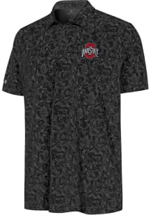 Antigua Ohio State Buckeyes Mens Black Lush Short Sleeve Polo