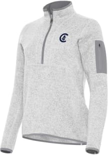 Antigua Chicago Cubs Womens Grey Fortune Qtr Zip