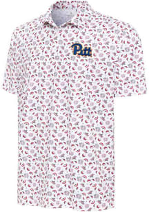 Antigua Pitt Panthers Mens White Independence Short Sleeve Polo