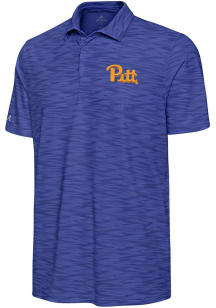 Antigua Pitt Panthers Mens Blue Swell Short Sleeve Polo