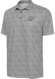 Antigua Purdue Boilermakers Mens Black Field Ditsy Short Sleeve Polo